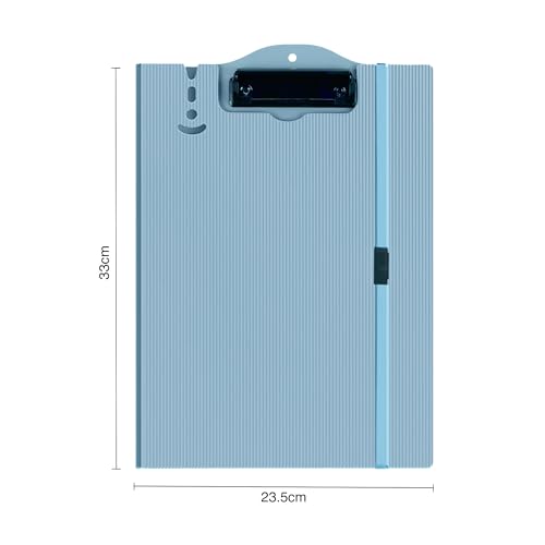 Image of oddpod Vertical A4 Plastic Clipboard with Elastic Strap /Multi-Function Document Paper Storage File Folder with Outer Cover for Students & Professionals - Powder Blue