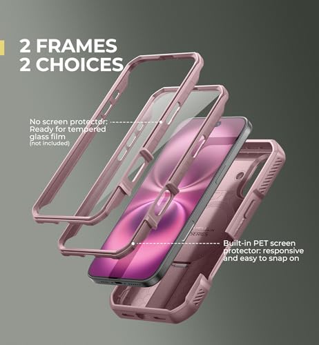 Image of Dexnor for iPhone 16 Case with Slide Camera Cover & Adjustable Kickstand & Built-in Screen Protector,Compatible Wireless Charging Shockproof Cases Heavy-Duty Magnetic Protective Cover,Peony Pink