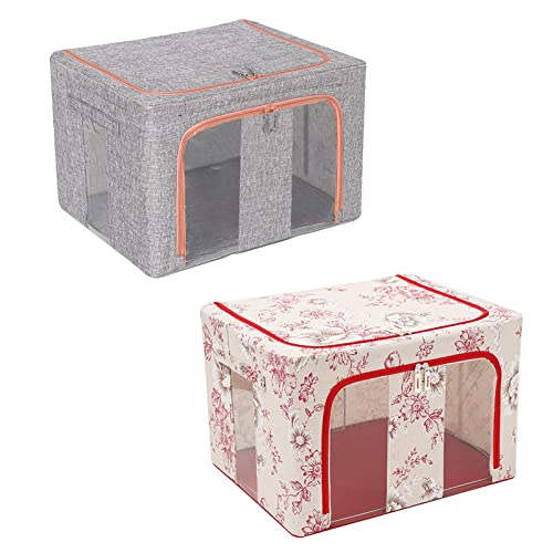Organizador de almacenamiento de ropa,caja de contenedores de almacenamiento plegable,organizador para guardarropa,debajo de la cama,con soporte de acero,bolsa de almacenamiento de gran capacidad Cover