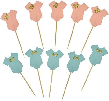 40 Pack Baby Jumpsuits Baby Shower Cake Cupcake Toppers Picks for Boy Birthday Party Decors Baby Shower Decors