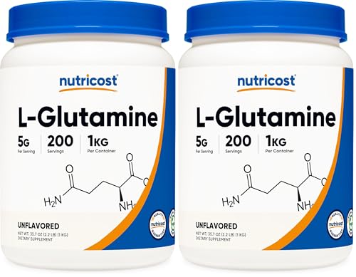Image of Nutricost L-Glutamine Powder 1 KG - Unflavored, Non-GMO, Gluten Free (Pack of 2)