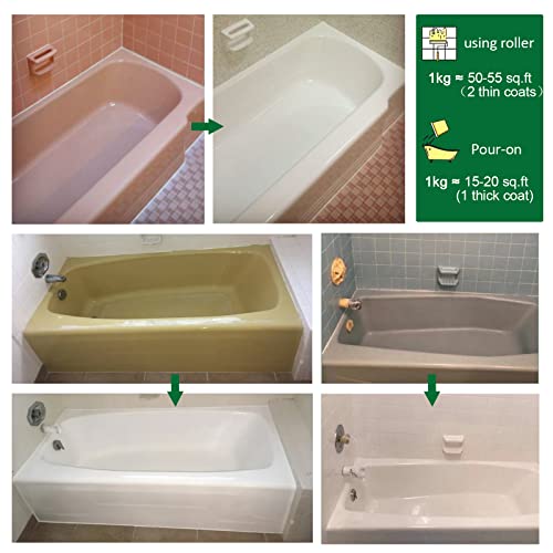Nadamoo BUR3302-1KG Tub And Tile Refinishing Kit (1Kg / 35 Oz, With Tools), Bathtub Sink Countertop Diy Paint Kit thumb #4