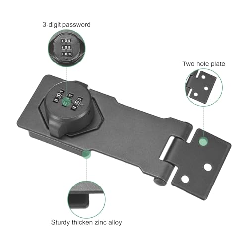 Image of M METERXITY Keyless Combination Lock, 4.3 inch Zinc Alloy Mechanical Password Twist Knob Hasp Locks Latch, 90 /180 Degree Barn Door Lock for Cabinet /Closet /Garage /Drawers /Garden /Bathroom [Gray]