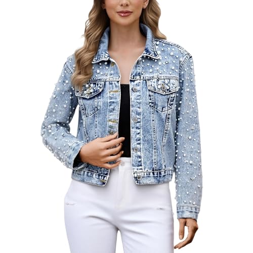 Veste en jean femme manches longues style camionneur cropped vintage
