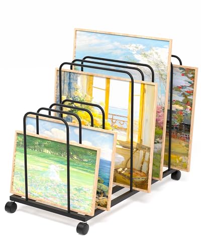 Image of Art Canvas Storage Rack, Adjustable Art Storage Rack, Art Drying Rack Metal Storage Stand, Art Print Display Rack With Wheels for Large Canvas Boards, Panel, Crafts Drying & Print Racks