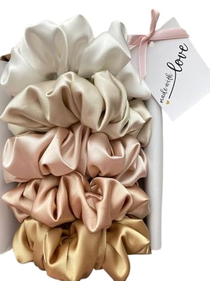 Satin Silk Scrunchies for Women and Girls – Large Fluffy Scrunchy Hair Bands, Elastic Ponytail Holders, Rubber Band Hair Ties, Women's Hair Accessories (Serenity)-image-37