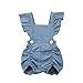 Calsunbaby Infant Baby Girls One Piece Short Sleeve Ripped Demin Jeans Ruffle Romper Sunsuit Outfits Jumpsuit (Blue, 6-12 Months)