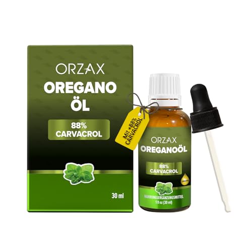 ORZAX Oregano Öl 88% Carvacrol Hochdosiert 100% Oreganoöl aus Anatolien Origanum Vulgare Vegan & Laborgeprüft Premium Oil of Oregano 30ml