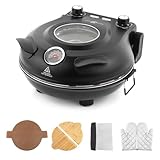 KLAIF Horno de pizza eléctrico para encimera de 12 pulgadas con piedra cerámica, controles de temperatura duales...