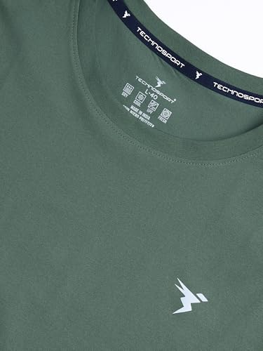 Image of TECHNOSPORT Men's Slim Fit Full Sleeve Crew Neck T-Shirt, COTFLEX Quick Dry Moisture Wicking Stretchable Sports Gym and Casual Wear