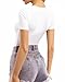 MANGOPOP Women's Double Lined Short Sleeve Tops Crew Neck T Shirt Compression Fitted Basic Tee White Large