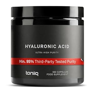 Ultra Purified Highly Potent and Bioavailable Hyaluronic Acid Supplements for Skin – 95+% Third-party tested purity Hyaluronic Acid Capsules with Vitamin C – Non-GMO Fermentation – 360 Capsules – TQ