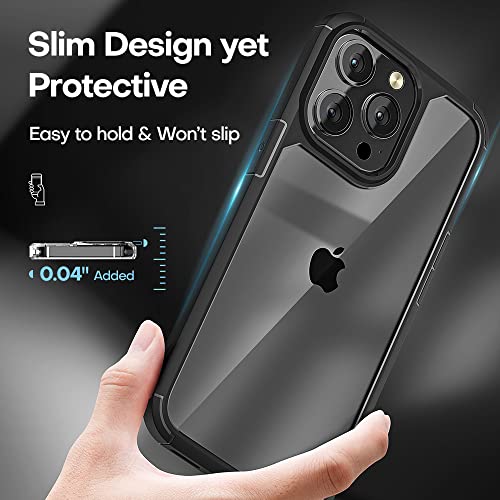Image of TAURI for iPhone 13 Pro Case, with Screen Protector, Black | Anti-Yellowing Military-Grade Protection Shockproof Slim Phone Case for iPhone 13 Pro