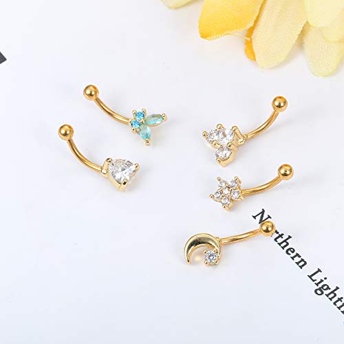 Drperfect 10Pcs 16G Rook Daith Earrings For Women Stainless Steel Belly Lip Ring Cartilage Tragus Cz Body Piercing Curved Barbell Eyebrow Rings 6-8Mm #TOP5