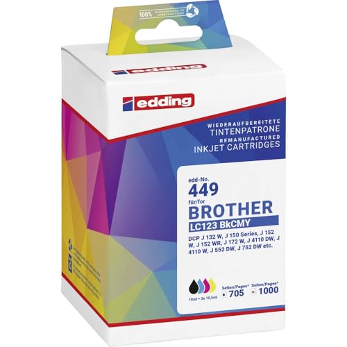 Encre Brother LC-123 compatible Edding pour remplacer vos cartouches vides sans bloquer l'imprimante