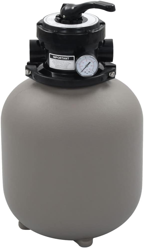 SKM Pool Sand Filter with 4 Position Valve Gray 1.4"