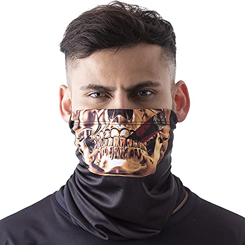 Máscara Bandana Caveira Dourada Charuto Proteção Ciclismo
