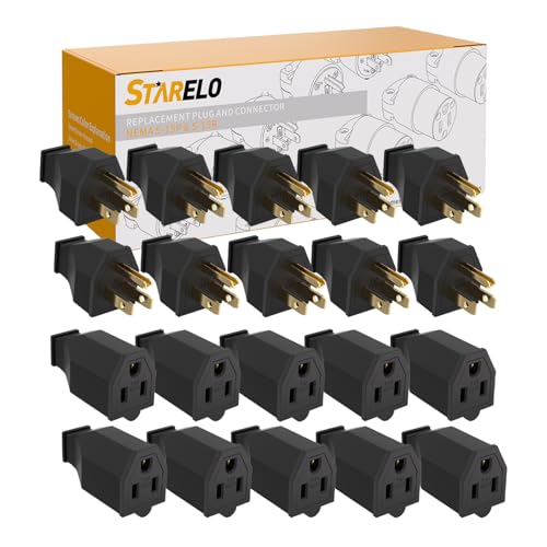 STARELO Extension Cord Ends 125V 15A 2Pole 3Wire Male Plug and Fe...
