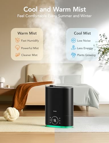 Image of GoveeLife 7L Humidifiers for Bedroom, Smart Top-Fill Cool & Warm Mist Humidifier Large Room, Auto Mode, 70H Quiet Runtime for Baby Plants Nursery, App & Voice Control, RGB Nightlight, Humidity Sensor