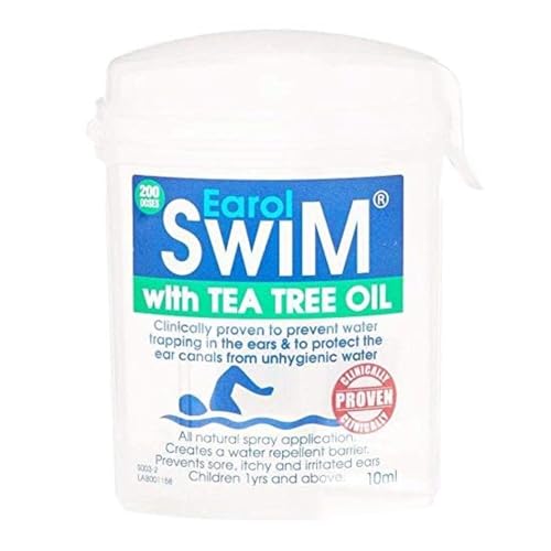 Earol Swim Ear Spray with Olive and Tea Tree Oils Clinically Proven Protects Against Water Trapping 200 Metered Doses in 10ml Spray Bottle (Pack of 1)