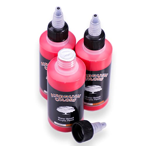 SAGUDIO Tinta acrílica vermelha para aerógrafo 3 x 100 ml (96.4 g) cores de pincel de ar à base de á