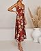 Fashionme Women Spaghetti Strap Midi Satin Dresses Tie Front Backless Split Summer Casual Floral Dress Hollow Flowy Slip Dress Sundresses Wedding Guest Beach Cocktail Graduation Maroon