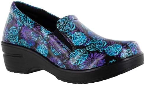 Easy Street womens Leeza Clog, Purple and Blue Batik Patent, 8 X-Wide US | Image 1