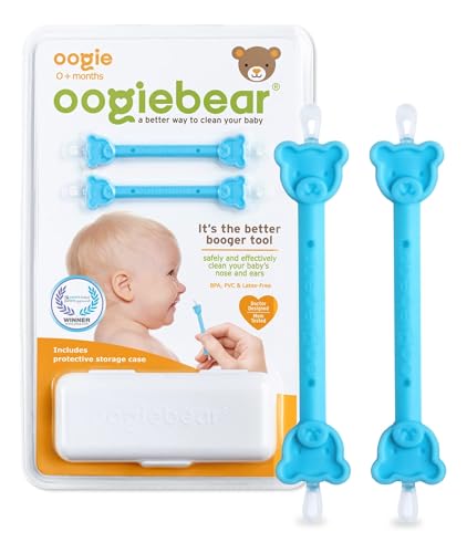 Image of oogiebear: Baby Nose Cleaner & Ear Wax Removal Tool - Safe Booger & Earwax Removal for Newborns, Infants, Toddlers - Dual-Ended - Essential Baby Stuff, Diaper Bag Must-Have, 2 Pack Blue with CASE
