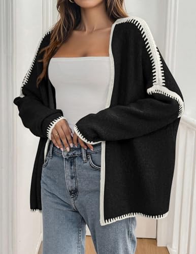 Image of PRETTYGARDEN Womens Oversized Cardigan Sweaters 2026 Fall Long Lantern Sleeve Knit Open Front Lightweight Sweater