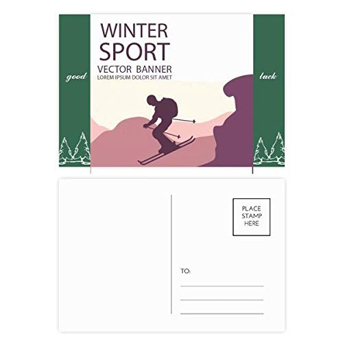 Ski Poles lot de 20 cartes postales sport d'hiver multicolores 5.7 x 3.8 pouces