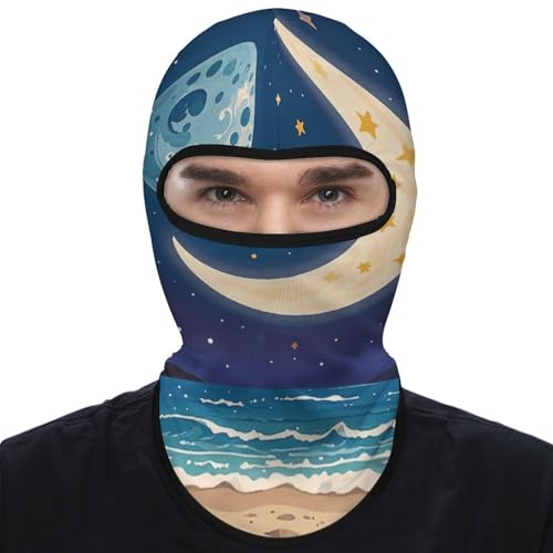 Balaclava para hombre y mujer, máscara para esquiar, máscara mágica con diseño de luna y astrología, cubreboca completo para ciclismo miniatura 1