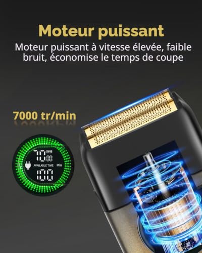 KEMEI Rasoirs électriques pour homme, rasoir à double feuille avec lames flottantes, rasoir à barbe sans fil, sans fil, rechargeable par USB de type C, jusqu'à 100 minutes d'utilisation, verrouillage – vue 4