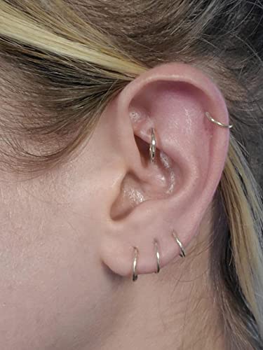 Modrsa Flat Back Earrings Screw Back Earrings For Women Flat Back Stud Earrings Surgical Steel Earrings With Screw Backs 20G Cartilage Earring Stud Cartilage Hoop Earring Helix Hoops Silver #TOP7