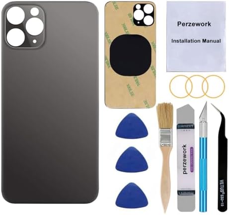 OEM Rear Back Glass Replacement for iPhone 11 Pro Max 6.5 inches with Reparing Toolkit and Pre-Installed Adhesive (Space Gray/Black)