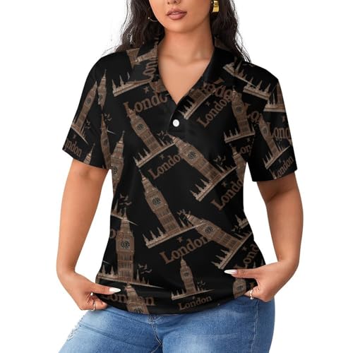 Polo con cuello para mujer Big Ben London, estilo clásico de manga corta para tenis y golf