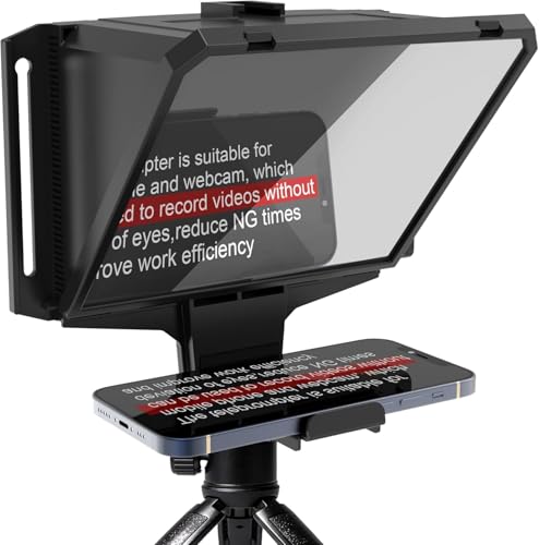 Teleprompter portátil de 7.7" Nelyrho para móvil y cámara con soporte 3 en 1 y cristal HD 70/30