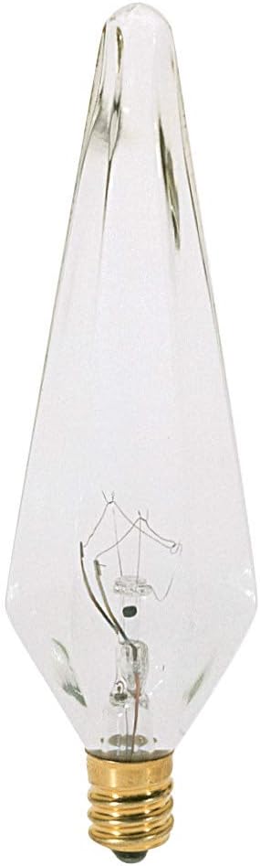 Satco S3744 120V Candelabra Base 25-Watt HX10.5 Light Bulb, Clear, 2 Count(Pack of 1)