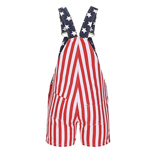 Dgoopd American Flag Bib Overalls For Men Independence Day 4Th Of July Shorts Jumpsuit Adjustable Strap Denim Overall American Flag Stars And Stripes Romper #TOP4