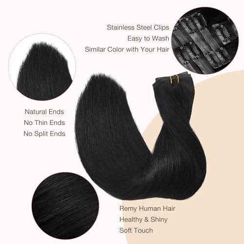 Image of GOO GOO Seamless Clip in Hair Extensions Real Human Hair Remy Extensions