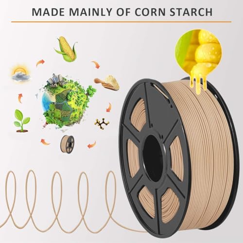 Image of SUNLU Real Wood Fiber PLA Filament, Neatly Wound 1.75mm PLA for FDM 3D Printers, 1kg Spool (2.2lbs), Woody Scent