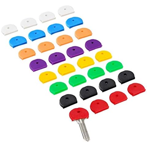 Repuhand 32 Pcs Key Caps Universal Rubber Half Round Key Caps Easy Identifying Door Keys 8 Colors Cover