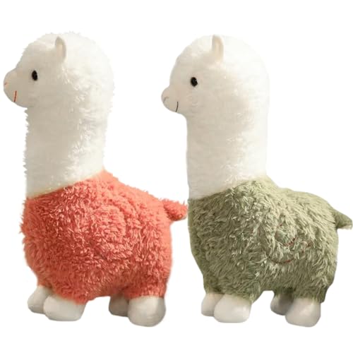 Peluche alpaga lot de 2 grand cou 25 cm doudou en coton doux pour enfant