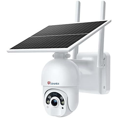 ctronics Pan Tilt Solar Security Camera Outdoor Wireless with 10000mAh Rechargeable Battery, 1080P PTZ CCTV Camera Wifi Surveillance IP Camera Home Security Color Night Vision PIR Human Detection Cover