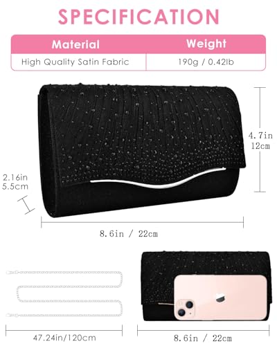 Tindtop Clutch Purses For Women Evening Handbags For Formal Wedding Party Cocktail Prom Crossbody Shoulder Envelope Bag thumb #1