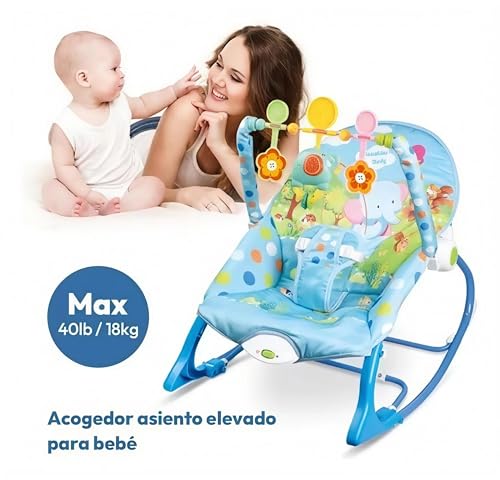 Portable Baby Rocking Chair with Removable Toy Bar, Calming Vibrations, and Adjustable Recline Rocker and Stationary Seat with Musical Toy and Machine Washable Pad