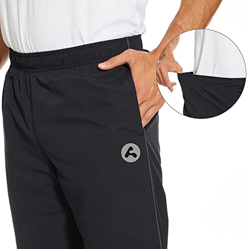 Arcthlex Men's Track Pants Lightweight Sweatpants Workout Stretch Athletic Pants With Bottom Open For Sports Running Training Black Large #TOP1