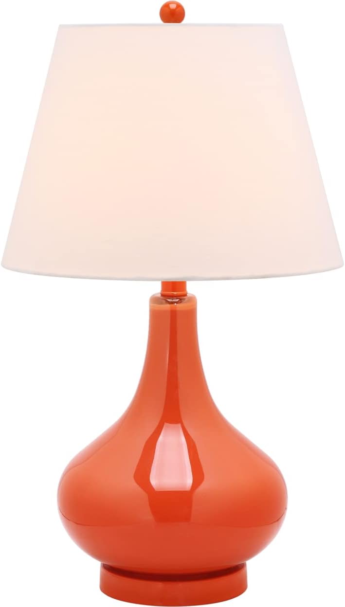 SAFAVIEH Lighting Collection Amy Modern Contemporary Blood Orange Gourd Glass 24-inch Bedroom Living Room Home Office Desk Nightstand Table Lamp (LED Bulbs Included)