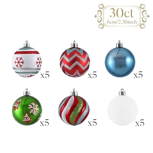 Valery Madelyn Christmas Ornaments Tree Decorations, 30ct Shatterproof Christmas Ball Ornaments Set, 2.36 Inch Decorative Hanging Ornament Bulk for Xmas Holiday Party Decor - Image 4