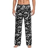 Groamaup Men's Pajama Pants Fashion Pajama Pants Men Dinosaur Skeleton Pajama Bottoms with Pockets Drawstring Medium
