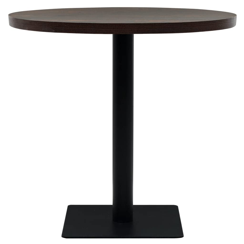 Tavolo da bistrot rotondo in MDF e acciaio, 80 x 75 cm, frassino scuro | Superficie massaggiata, lavabile con un panno umido, facile da montare, ideale per bar o bar